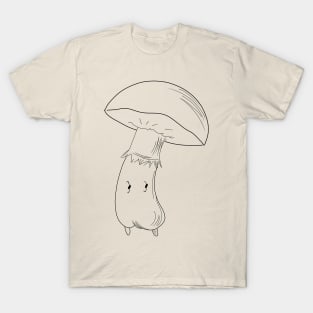 Boletus Mushroom Black Lineart T-Shirt